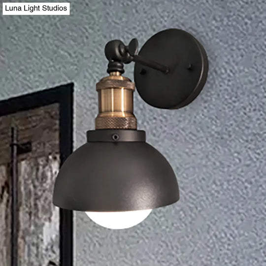 Modern Black Dome Wall Sconce With Adjustable Metal 1 Light For Restaurant Lighting