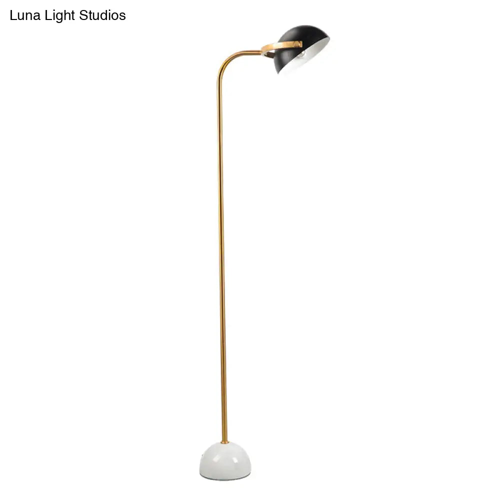 Modern Black Domed Rotatable Floor Lamp With Metallic Handle