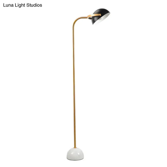 Modern Black Domed Rotatable Floor Lamp With Metallic Handle