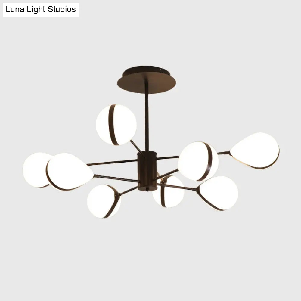 Modern Black Droplet Shade Ceiling Hang Light Chandelier | Cream Glass 6/8/10 Heads Warm/White