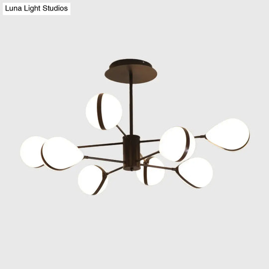 Modern Black Droplet Shade Ceiling Hang Light Chandelier | Cream Glass 6/8/10 Heads Warm/White