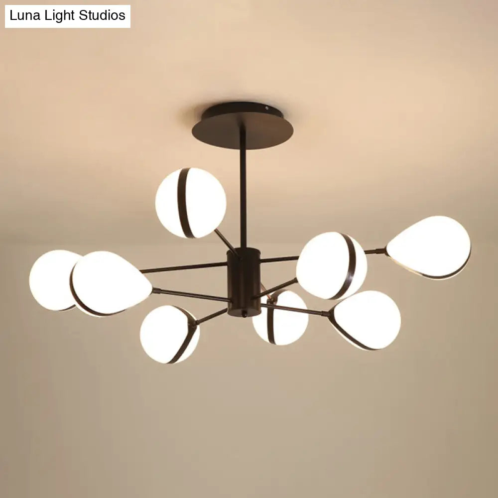 Modern Black Droplet Shade Ceiling Hang Light Chandelier | Cream Glass 6/8/10 Heads Warm/White