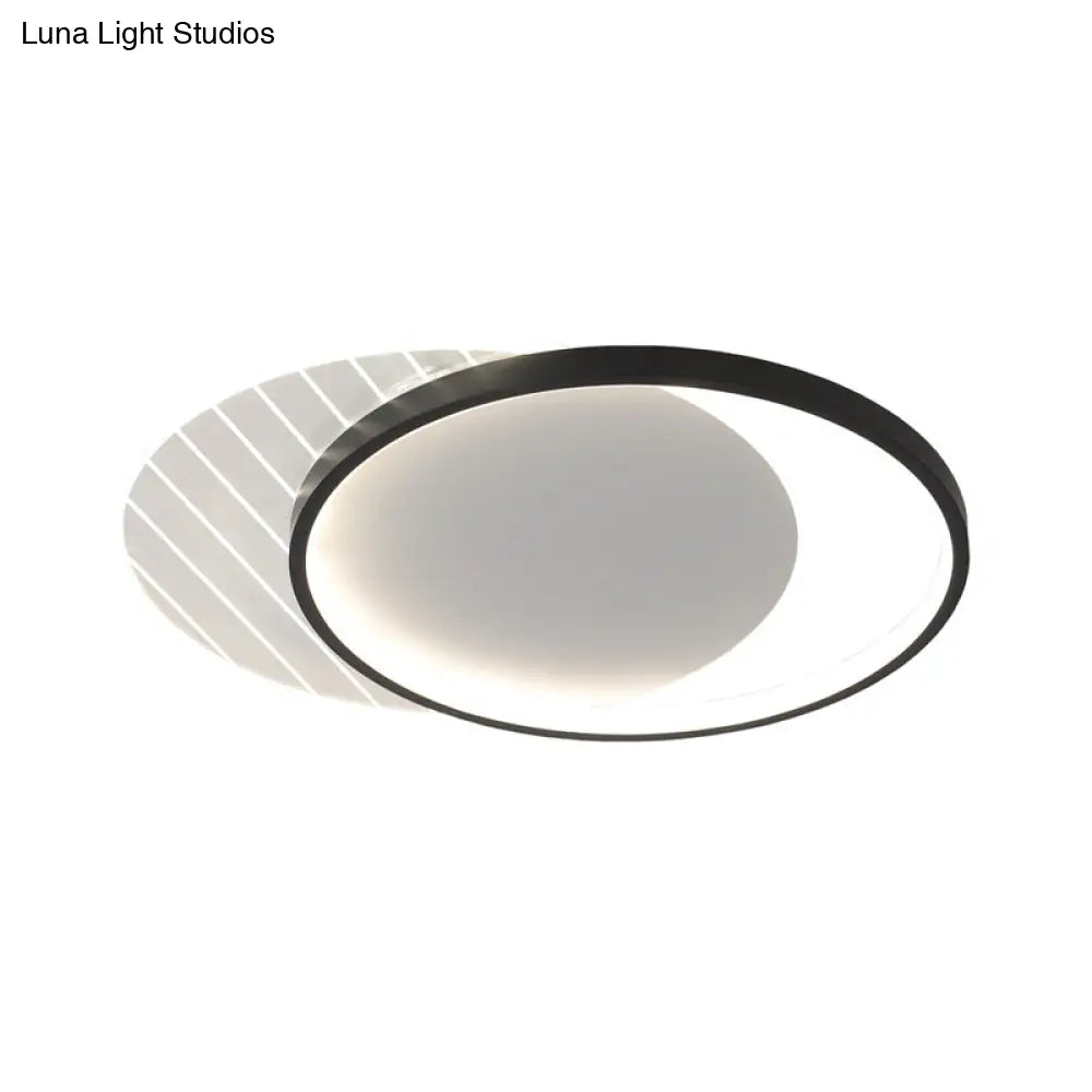 Modern Black Dual-Square/Round Flushmount Led Ceiling Light With Warm/White/3 Color