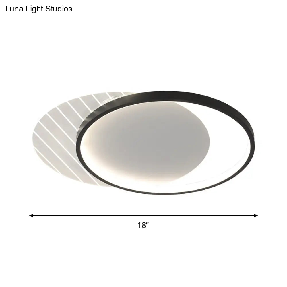 Modern Black Dual-Square/Round Flushmount Led Ceiling Light With Warm/White/3 Color