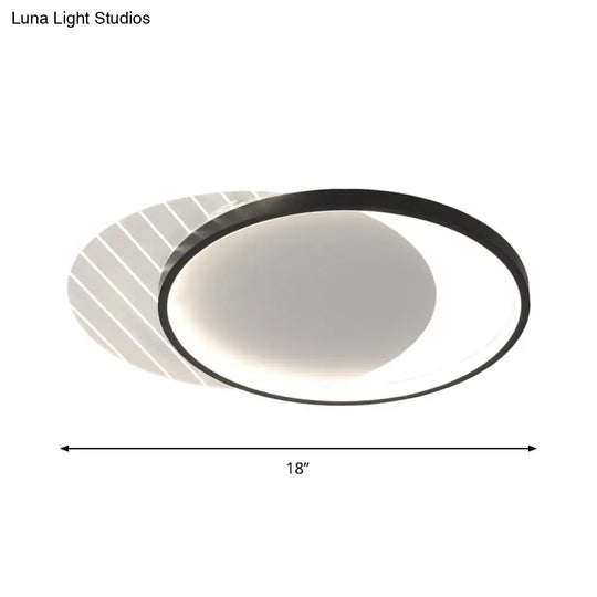 Modern Black Dual-Square/Round Flushmount Led Ceiling Light With Warm/White/3 Color