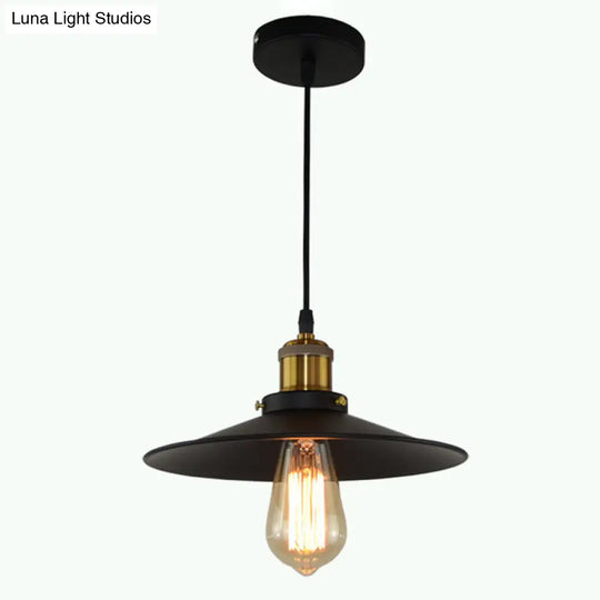 Metallic Flared Shade Pendant Light With Black Finish For Restaurants / 10