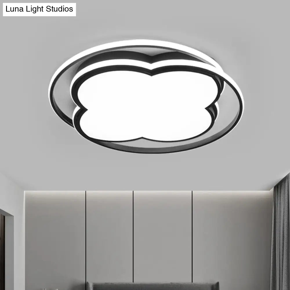 Modern Black Floral Led Ceiling Lamp For Minimalistic Bedroom Lighting