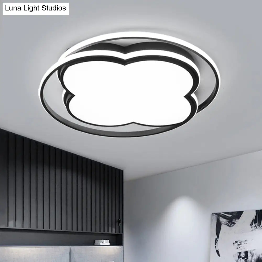 Modern Black Floral Led Ceiling Lamp For Minimalistic Bedroom Lighting