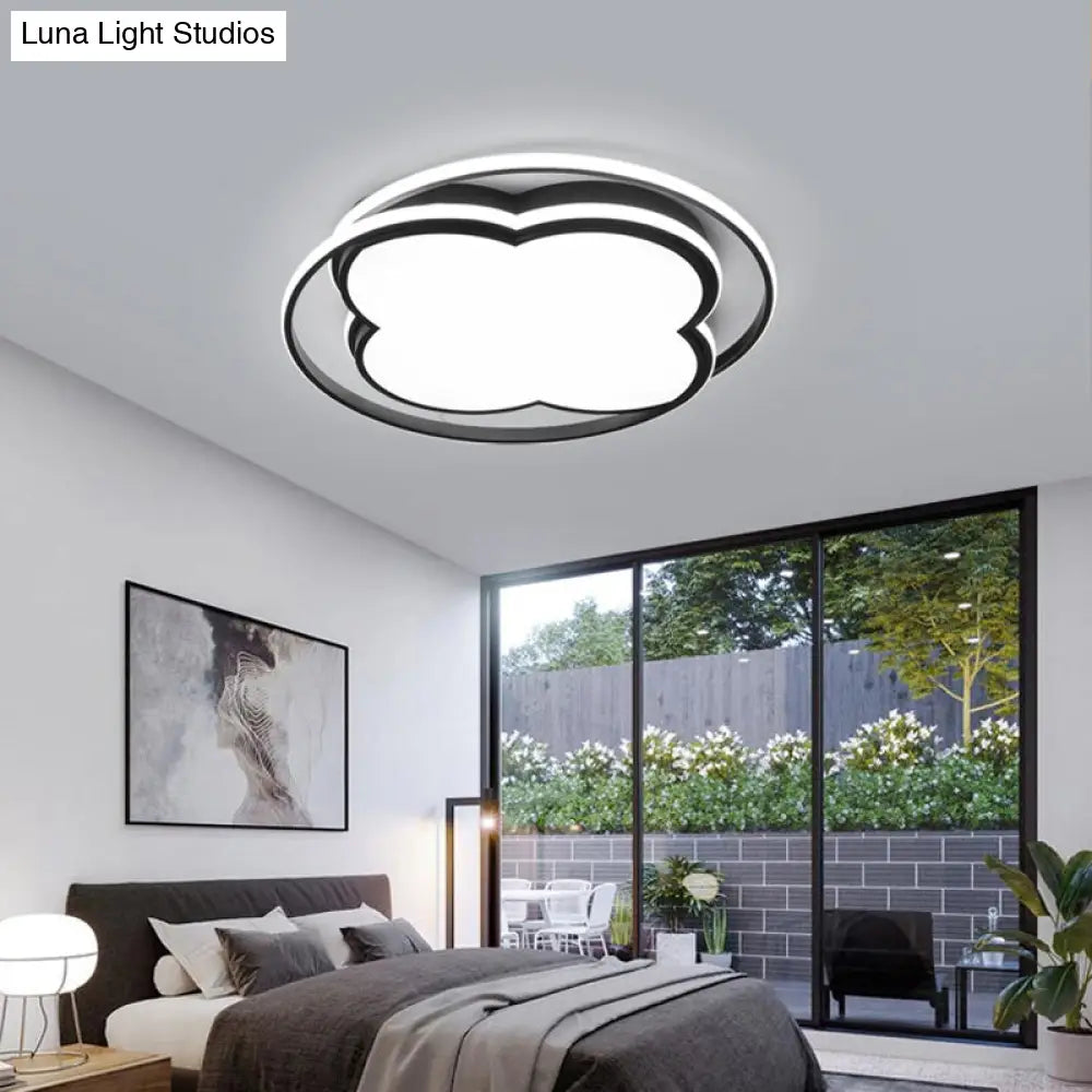 Modern Black Floral Led Ceiling Lamp For Minimalistic Bedroom Lighting