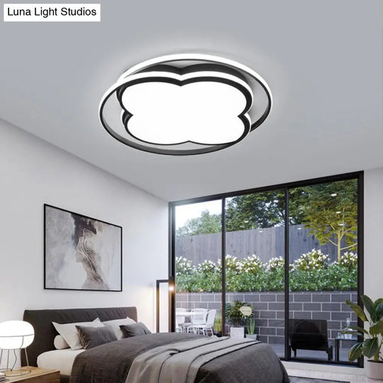 Modern Black Floral Led Ceiling Lamp For Minimalistic Bedroom Lighting