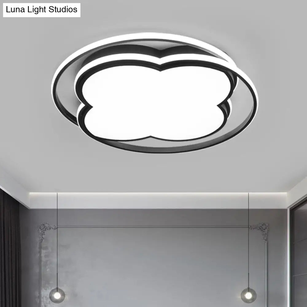 Modern Black Floral Led Ceiling Lamp For Minimalistic Bedroom Lighting