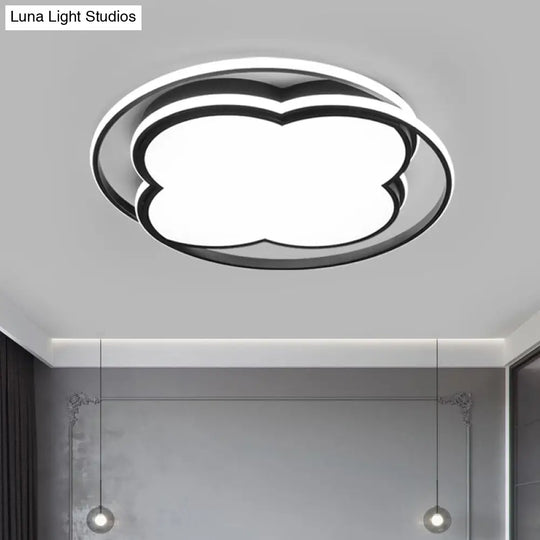 Modern Black Floral Led Ceiling Lamp For Minimalistic Bedroom Lighting