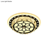 Modern Black Floral Pattern Crystal Led Ceiling Light - Beveled Round/Square Flushmount Lamp For