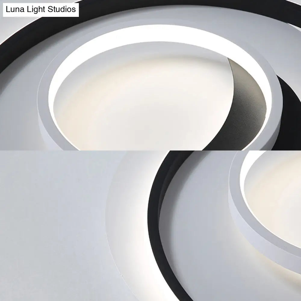 Modern Black Flush Ceiling Lighting Fixture - 18’/21.5’ Round Acrylic Led Light In Warm/White