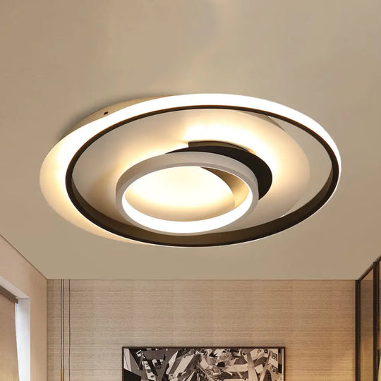 Modern Black Flush Ceiling Lighting Fixture - 18’/21.5’ Round Acrylic Led Light In Warm/White /