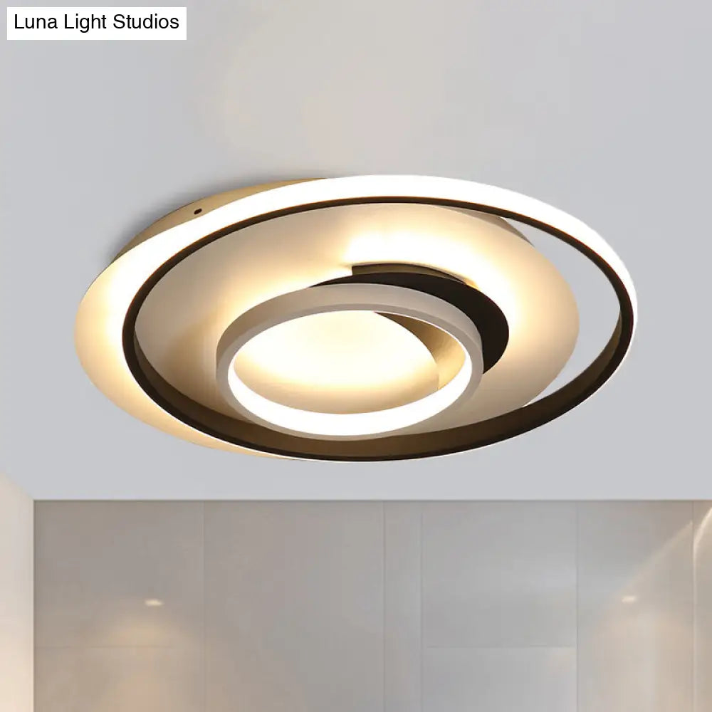 Modern Black Flush Ceiling Lighting Fixture - 18/21.5 Round Acrylic Led Light In Warm/White