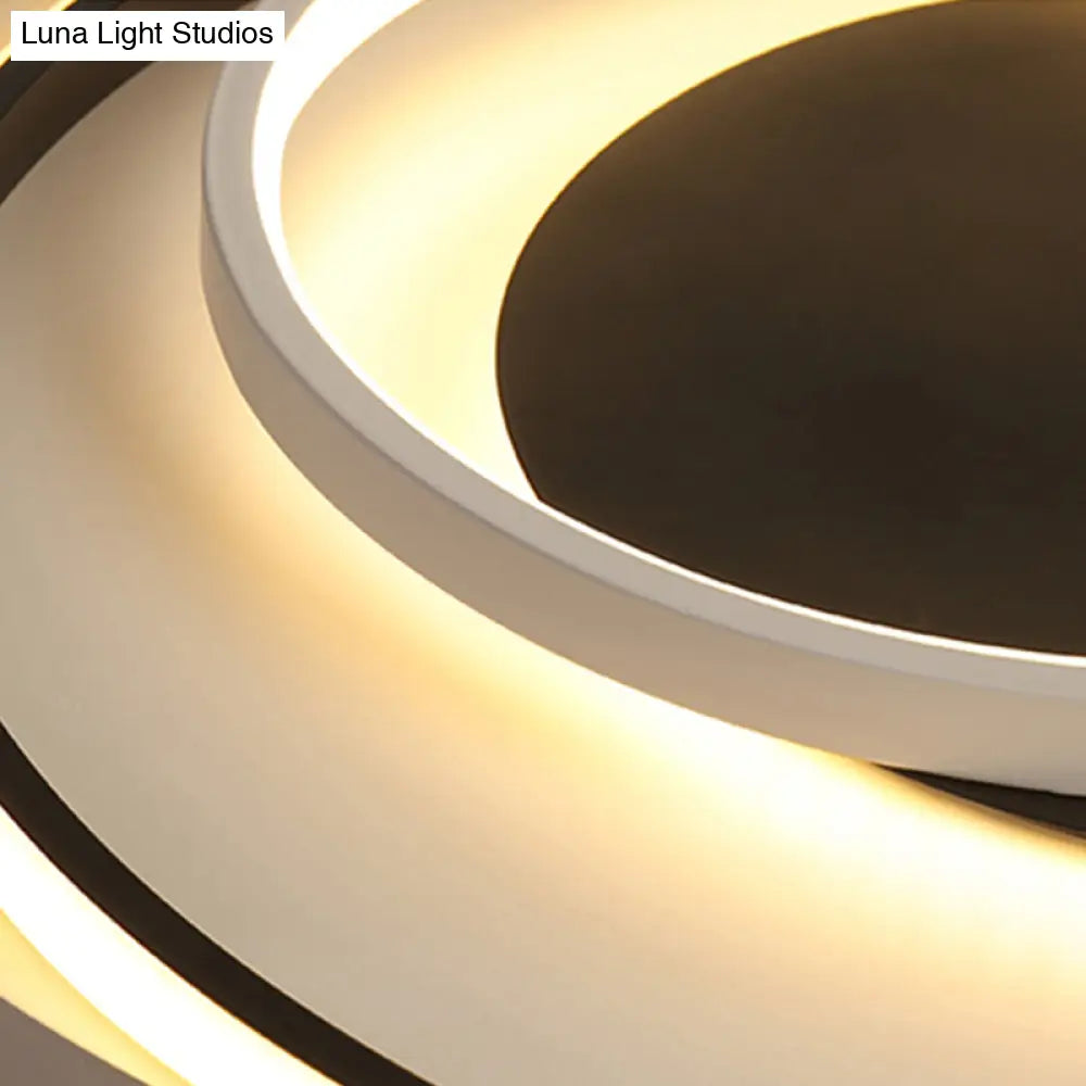 Modern Black Flush Ceiling Lighting Fixture - 18’/21.5’ Round Acrylic Led Light In Warm/White