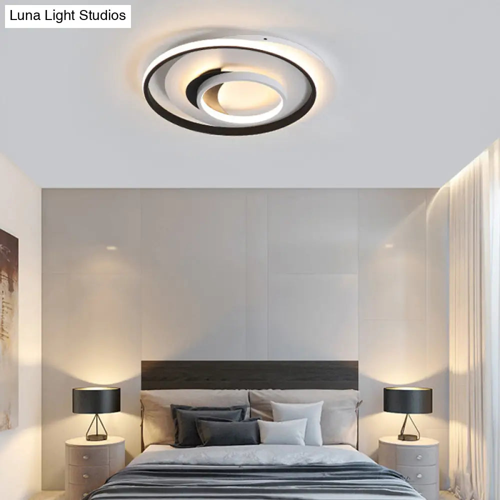 Modern Black Flush Ceiling Lighting Fixture - 18’/21.5’ Round Acrylic Led Light In Warm/White