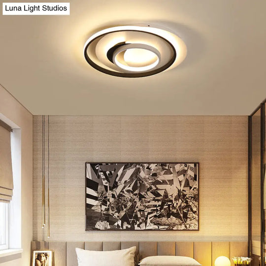Modern Black Flush Ceiling Lighting Fixture - 18/21.5 Round Acrylic Led Light In Warm/White