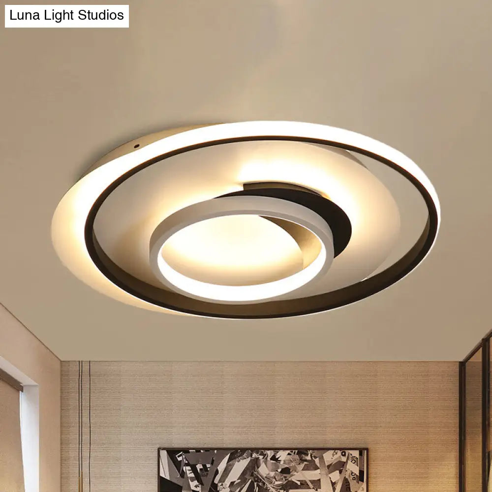 Modern Black Flush Ceiling Lighting Fixture - 18/21.5 Round Acrylic Led Light In Warm/White / 21.5