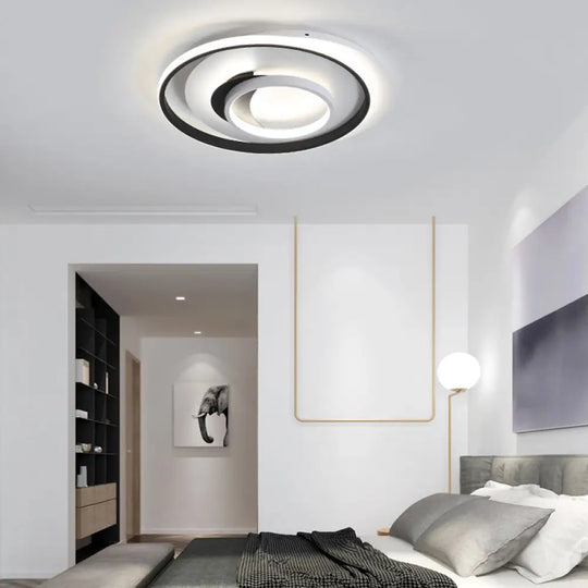 Modern Black Flush Ceiling Lighting Fixture - 18’/21.5’ Round Acrylic Led Light In Warm/White /