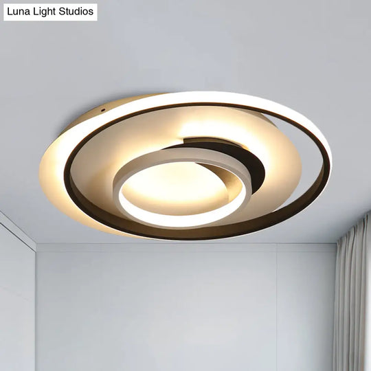 Modern Black Flush Ceiling Lighting Fixture - 18’/21.5’ Round Acrylic Led Light In Warm/White