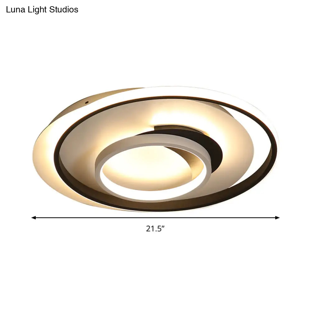 Modern Black Flush Ceiling Lighting Fixture - 18’/21.5’ Round Acrylic Led Light In Warm/White