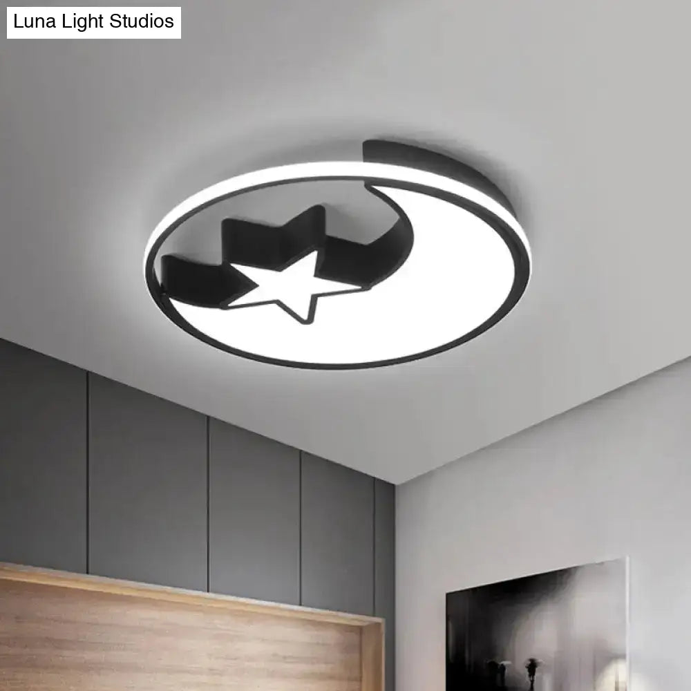 Modern Black Flush Mount Led Bedroom Ceiling Light With Acrylic Shade - Semicircle/Loving