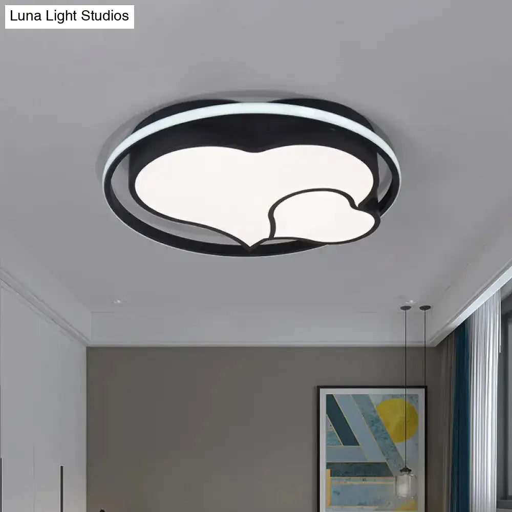 Modern Black Flush Mount Led Bedroom Ceiling Light With Acrylic Shade - Semicircle/Loving