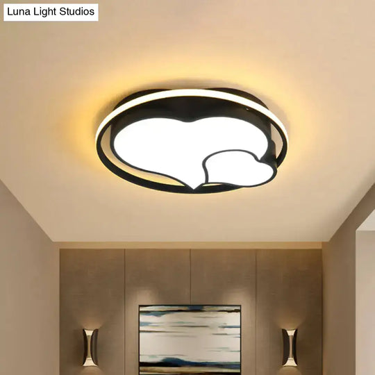 Modern Black Flush Mount Led Bedroom Ceiling Light With Acrylic Shade - Semicircle/Loving