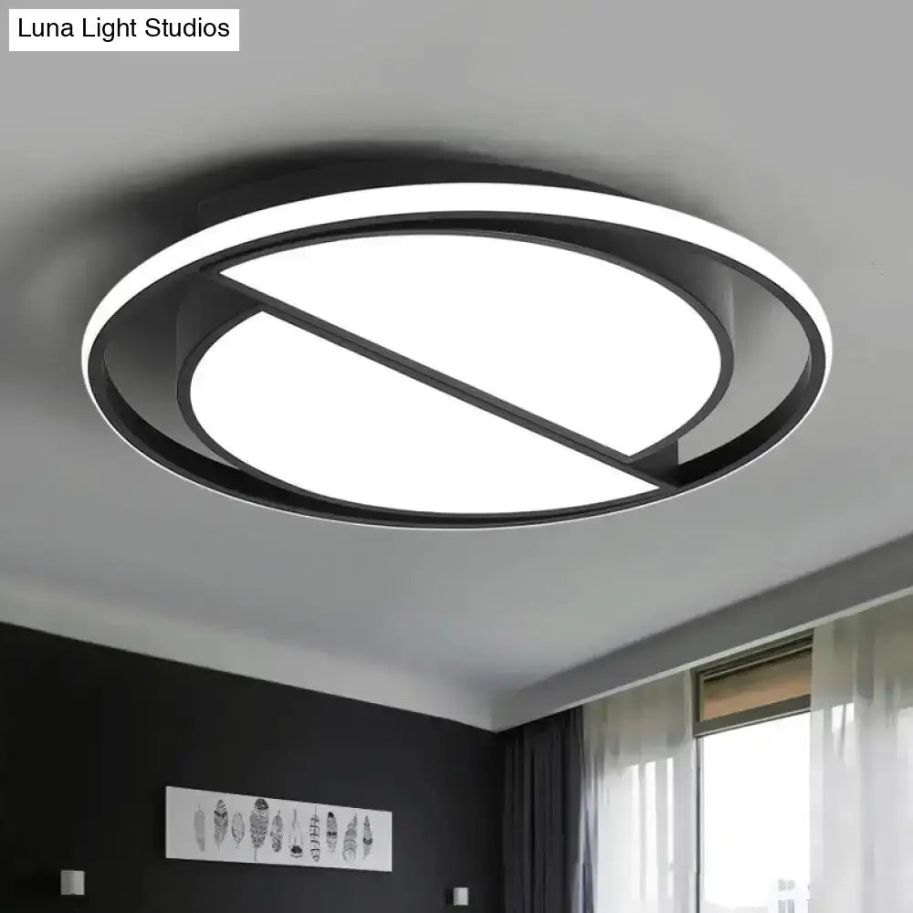 Modern Black Flush Mount Led Bedroom Ceiling Light With Acrylic Shade - Semicircle/Loving