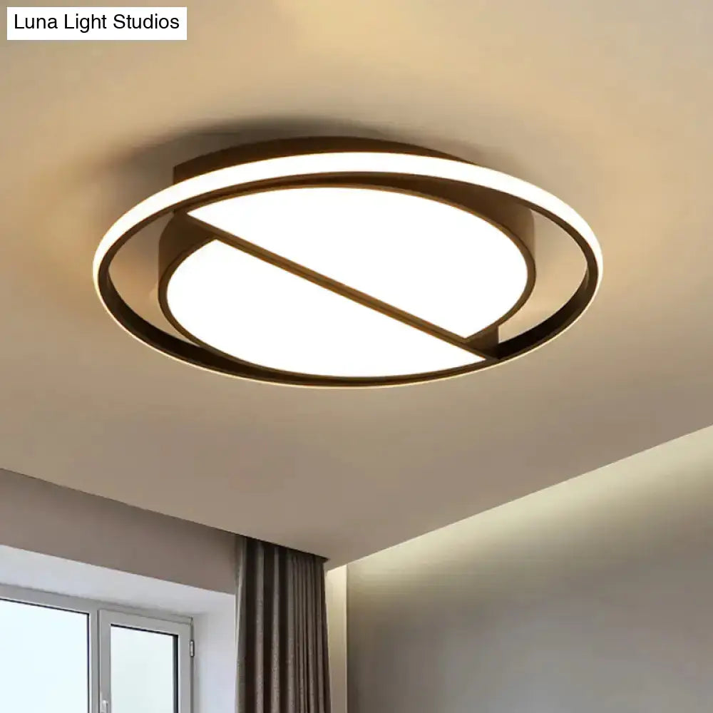 Modern Black Flush Mount Led Bedroom Ceiling Light With Acrylic Shade - Semicircle/Loving