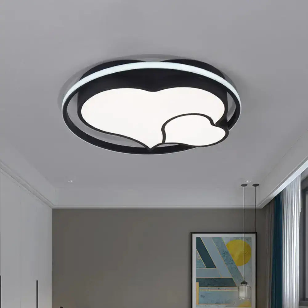 Modern Black Flush Mount Led Bedroom Ceiling Light With Acrylic Shade - Semicircle/Loving