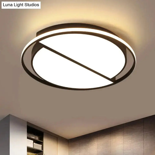 Modern Black Flush Mount Led Bedroom Ceiling Light With Acrylic Shade - Semicircle/Loving