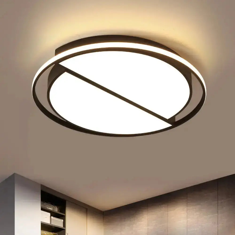 Modern Black Flush Mount Led Bedroom Ceiling Light With Acrylic Shade - Semicircle/Loving