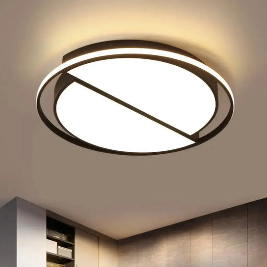 Modern Black Flush Mount Led Bedroom Ceiling Light With Acrylic Shade - Semicircle/Loving