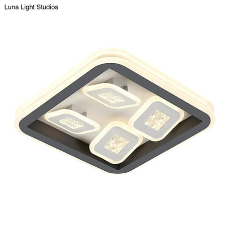Modern Black Flush Mount Led Light Fixture With Acrylic Square Design