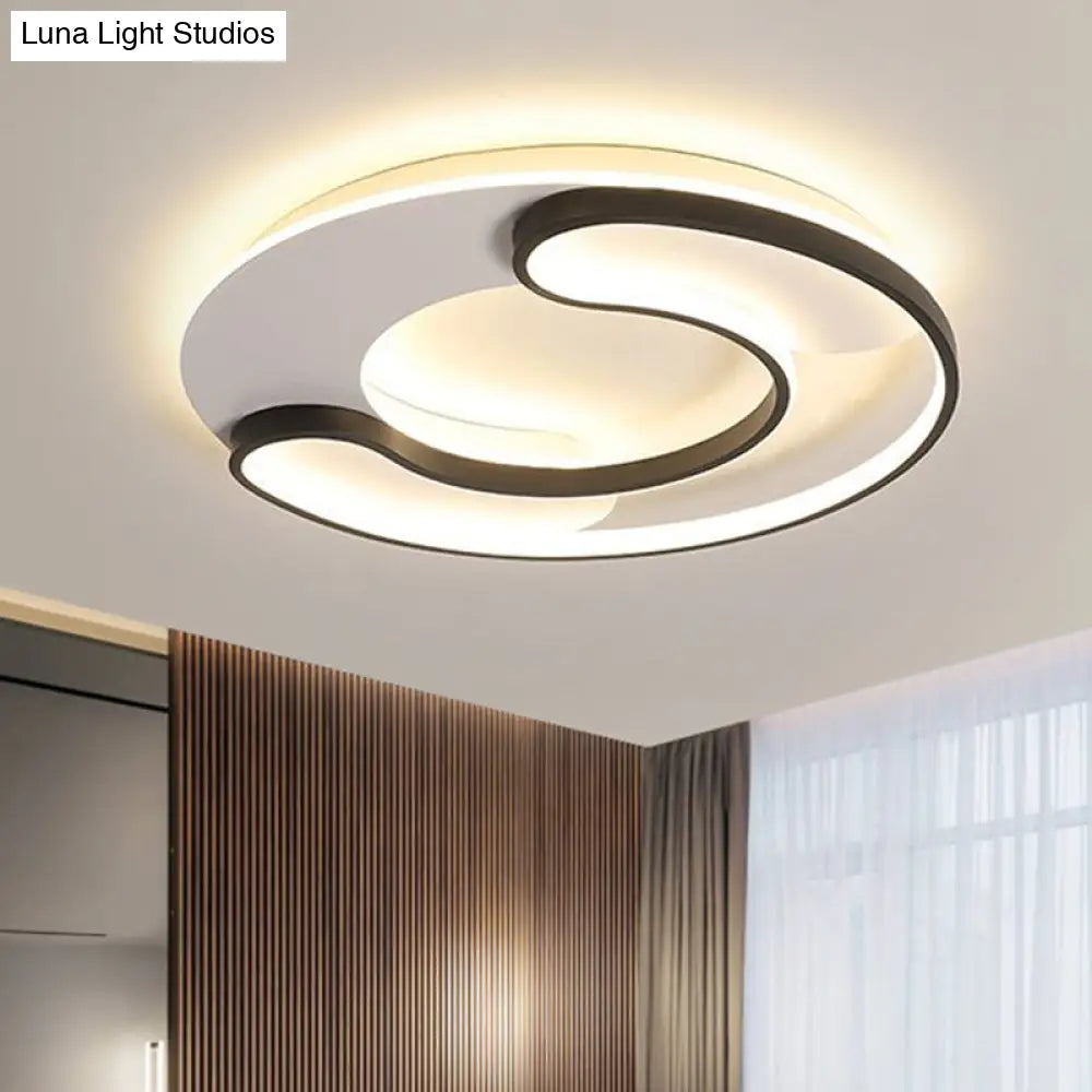 Modern Black Flushmount Led Ceiling Lamp With Adjustable Warm/White Light- 18/20.5 Wide