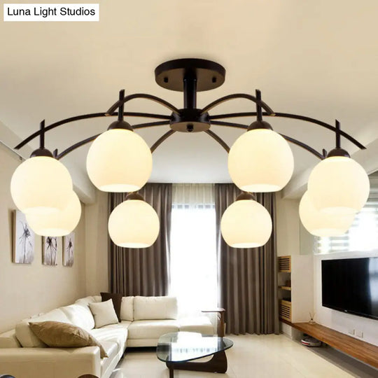 Modern Black Frost Glass Sphere Chandelier - Perfect For Living Room Ceiling
