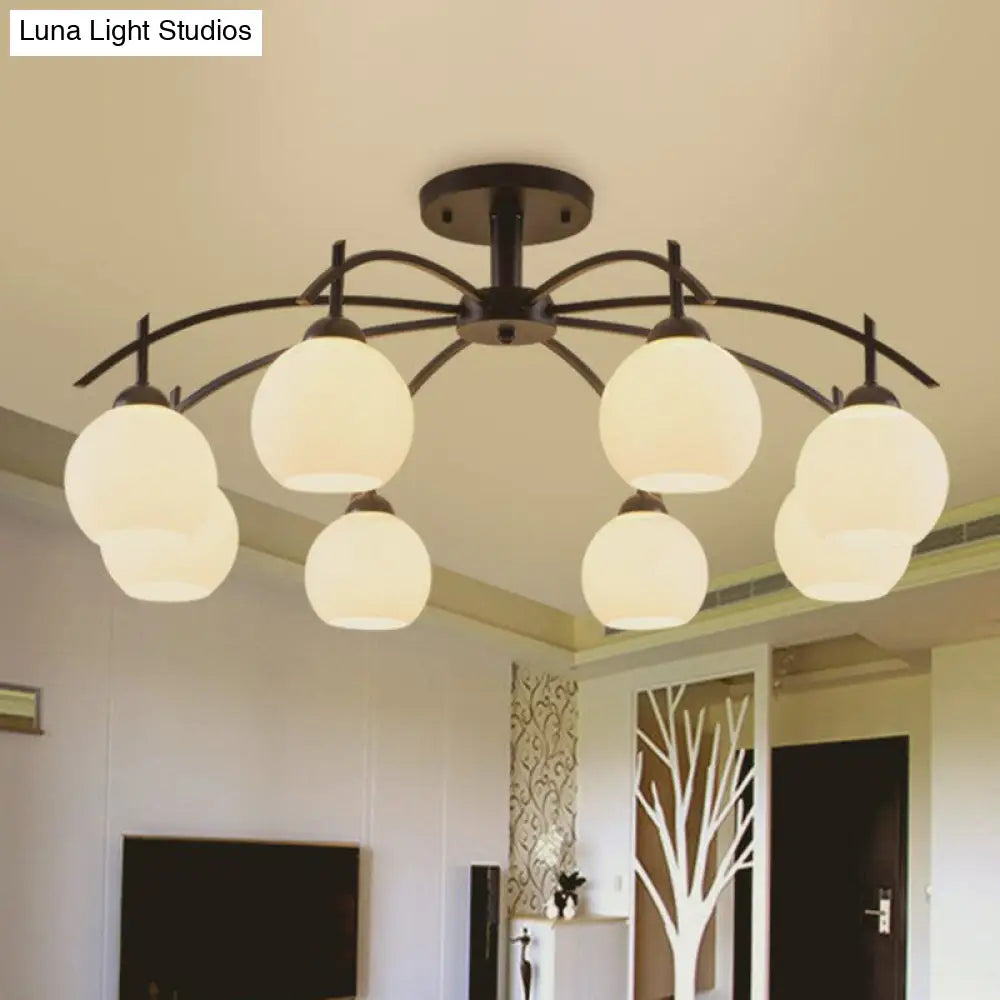 Modern Black Frost Glass Sphere Chandelier - Perfect For Living Room Ceiling 8 /