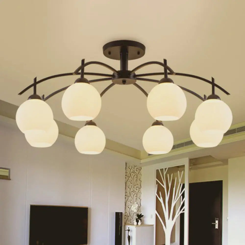 Modern Black Frost Glass Sphere Chandelier - Perfect For Living Room Ceiling 8 /