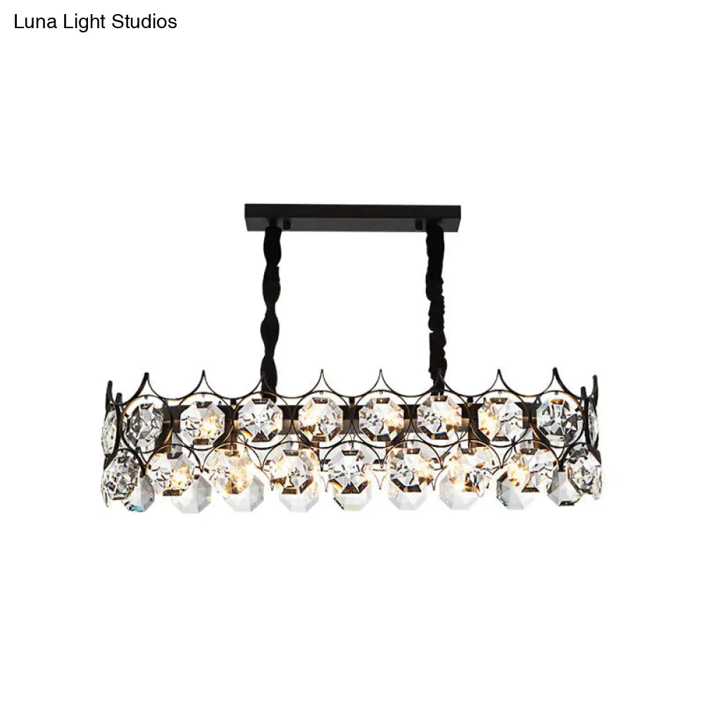 Modern Black Geometric Crystal Chandelier Pendant Light For Living Room / Small Rectangle