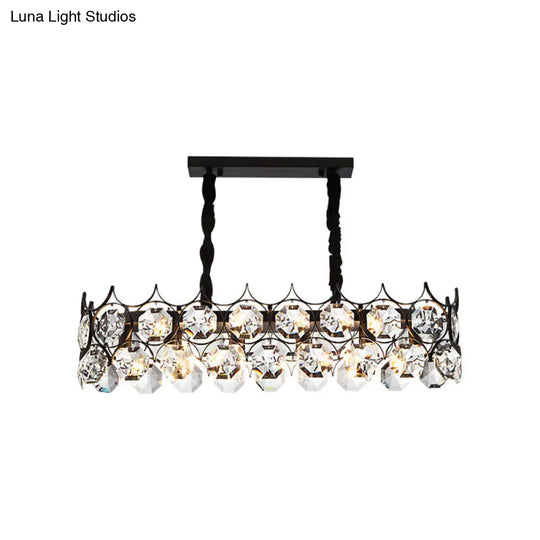 Modern Black Geometric Crystal Chandelier Pendant Light For Living Room / Small Rectangle