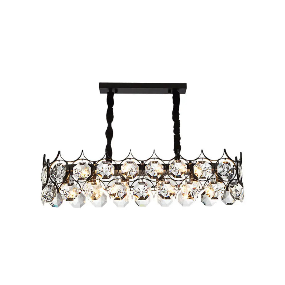 Modern Black Geometric Chandelier With Beveled Crystal Pendant Light For Living Room / Small