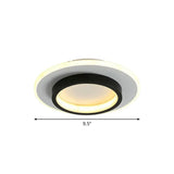 Modern Black Geometric Led Ceiling Flush Light - Nordic Metal Fixture For Aisle / Third Gear Round