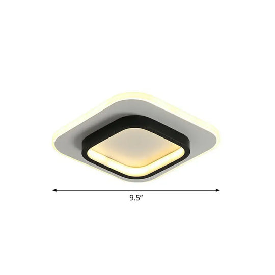 Modern Black Geometric Led Ceiling Flush Light - Nordic Metal Fixture For Aisle / Third Gear Square