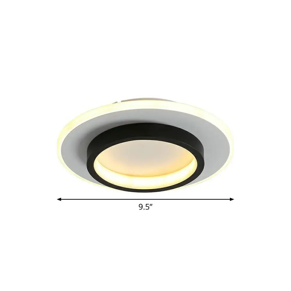 Modern Black Geometric Led Ceiling Flush Light - Nordic Metal Fixture For Aisle / White Round