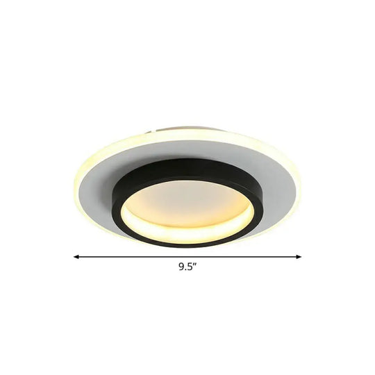 Modern Black Geometric Led Ceiling Flush Light - Nordic Metal Fixture For Aisle / White Round