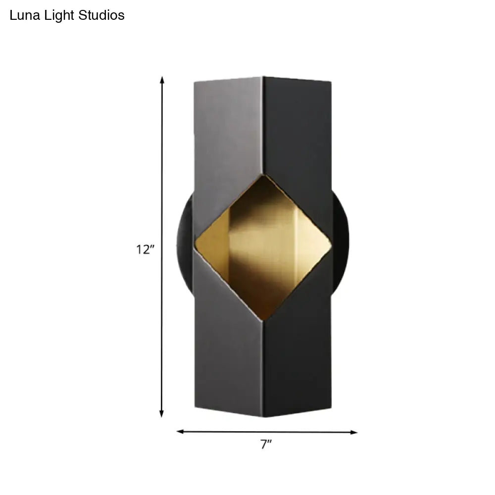 Modern Black Geometric Led Sconce For Bedroom Wall Mounting With Iron Shade