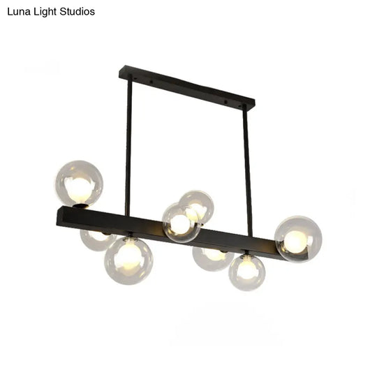 Modern Black Glass Bubble Linear Pendant Light With 8 Lights For Dining Room And Kitchen Island